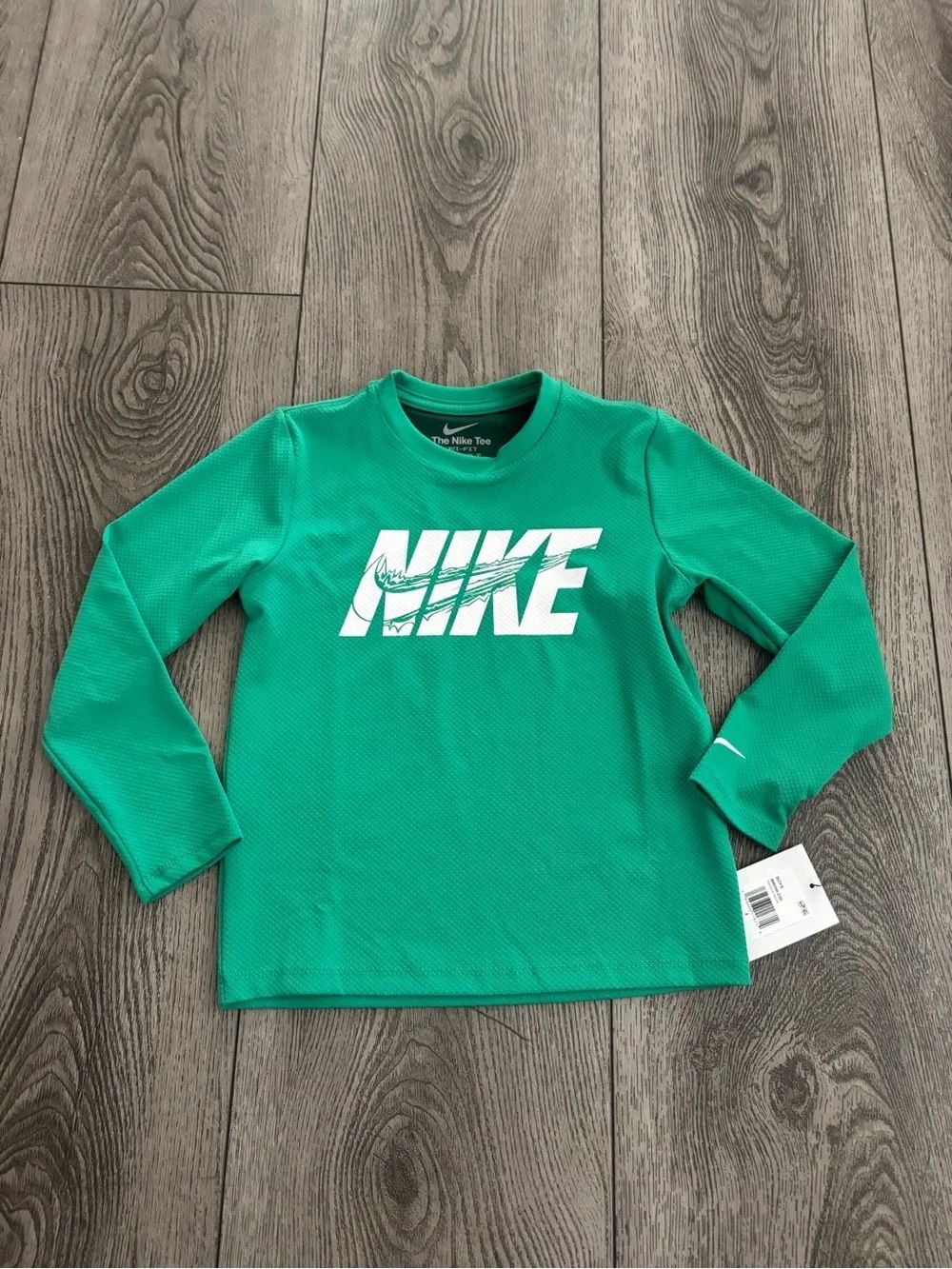 Nike Kids Long Sleeve Teal Green Logo Tee